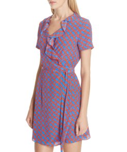 Diane von Furstenberg Savilla Chainlink Ruffle Front Wrap Dress