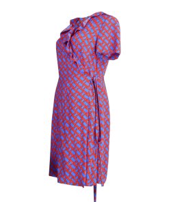 Diane von Furstenberg Savilla Chainlink Ruffle Front Wrap Dress