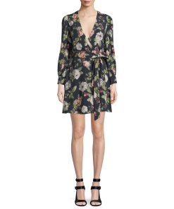 Alice + Olivia Hannah Long-Sleeve Floral Wrap Dress