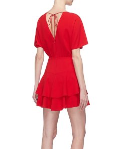 Alice + Olivia Palmira Tie-Back Tiered Ruffle Dress
