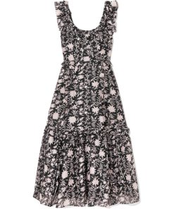 Ulla Johnson Brigitte Floral Organza Midi Dress