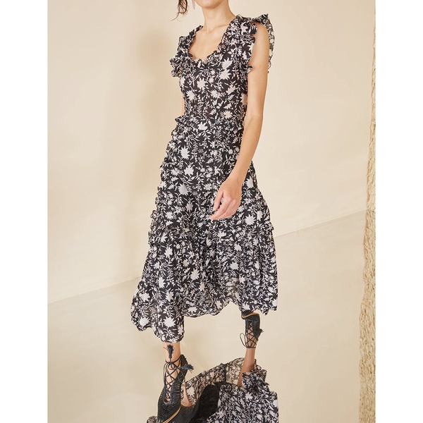 Ulla Johnson Brigitte Floral Organza Midi Dress – evaChic
