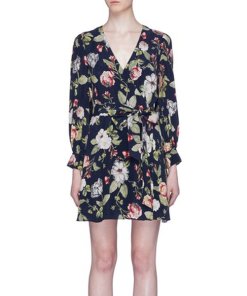 Alice + Olivia Hannah Long-Sleeve Floral Wrap Dress