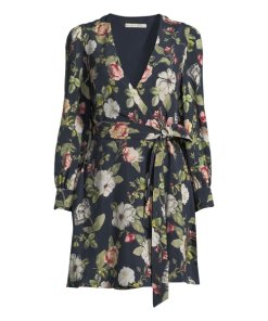 Alice + Olivia Hannah Long-Sleeve Floral Wrap Dress