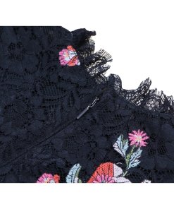 Rebecca Taylor Short-Sleeve Floral Embroidered Lace Top