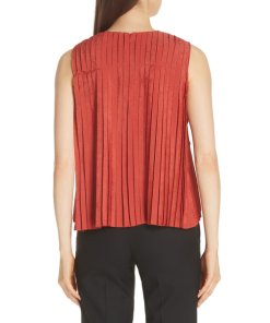 Vince Pleated Crinkled Shell Sleeveless Top