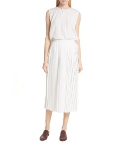 Vince Pleated Crinkled Shell Sleeveless Top