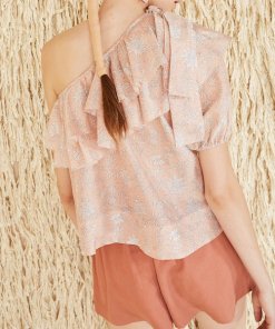 Ulla Johnson Goldie Daffodil Print One-Shoulder Blouse