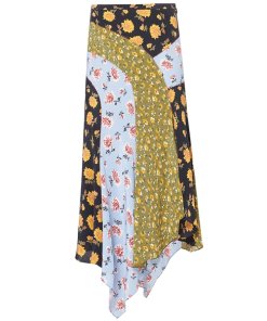Veronica Beard Mac Patchwork Floral Asymmetric Skirt