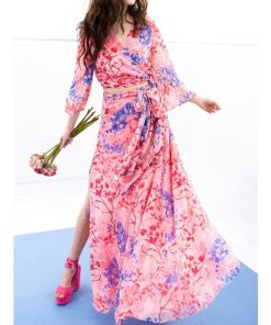 Alice + Olivia X Lola Montes Schnabel Athena High Slit Skirt
