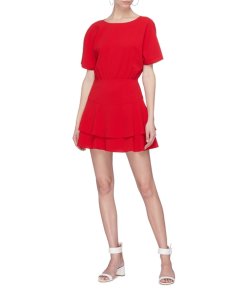 Alice + Olivia Palmira Tie-Back Tiered Ruffle Dress