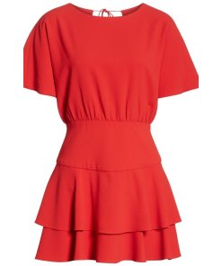 Alice + Olivia Palmira Tie-Back Tiered Ruffle Dress