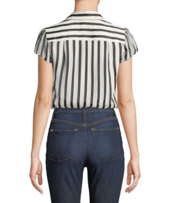 Alice + Olivia Dayer Striped Faux-Wrap Top