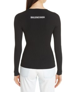Balenciaga Back Logo Ribbed Sweater