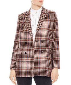 Sandro Solution Plaid Wool Blend Blazer