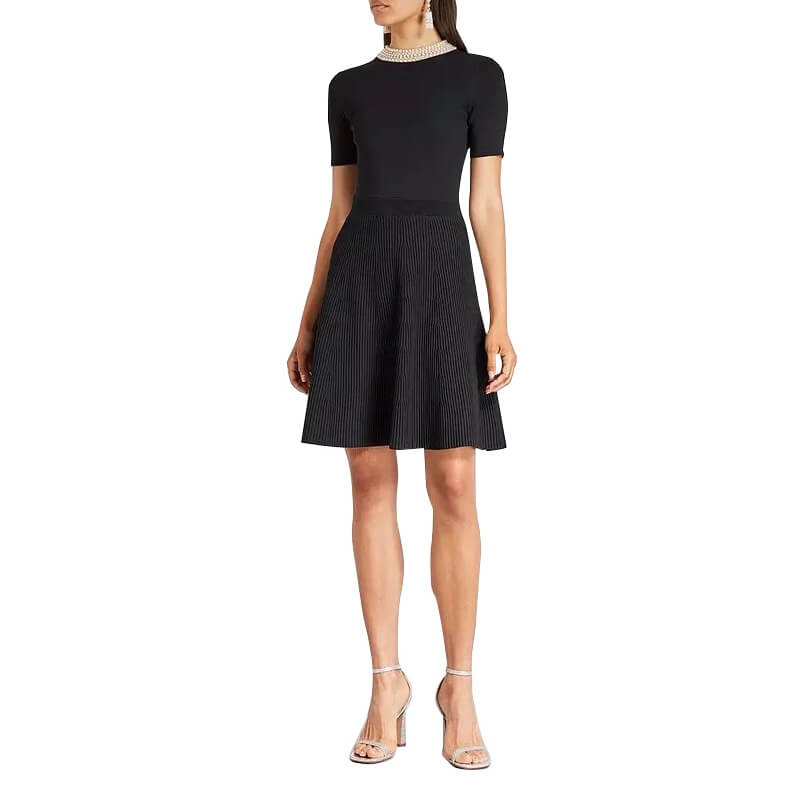 Sandro Uigi Jewelled Collar Short Knit Dress  evaChic