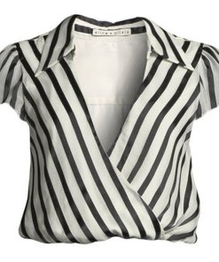 Alice + Olivia Dayer Striped Faux-Wrap Top