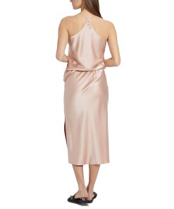 Theory Silk Satin Draped Back Slip Top
