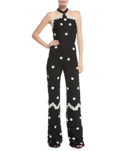 Alexis Kyla Halter Wide-Leg Lace Jumpsuit