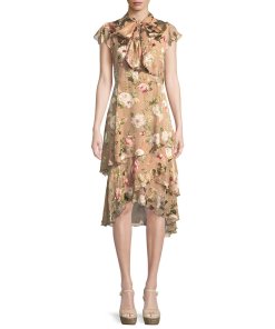 Alice + Olivia Lavenia Floral Tiered Ruffle Midi Dress