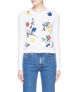 Alice + Olivia Ruthy Floral Embroidered Cardigan