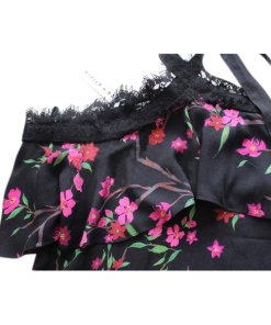 Alice + Olivia Alyssa Sakura Flower Off-the-Shoulder Halter Top