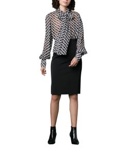 Diane von Furstenberg Chainlink Long Sleeve Chiffon Blouse