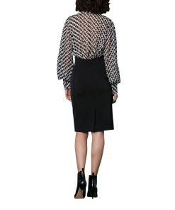 Diane von Furstenberg Chainlink Long Sleeve Chiffon Blouse