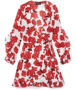 The Kooples Hortensia-Print Ruffled Silk Wrap Dress