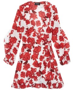 The Kooples Hortensia-Print Ruffled Silk Wrap Dress