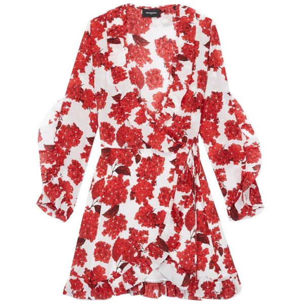 The Kooples Hortensia-Print Ruffled Silk Wrap Dress  evaChic