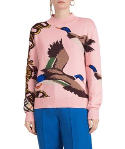 Burberry Duck Intarsia Mockneck Sweater