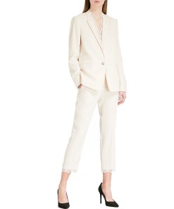 The Kooples Daisy Lace Trim Crepe Blazer and Pants Set