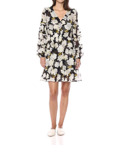 The Kooples Hydrangea Print V-Neck Mini Dress