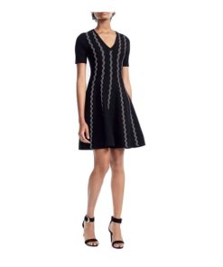 Maje Rigole Zig Zag Jacquard Knit Dress