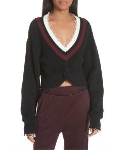 T by Alexander Wang Twist Front Varsity Sweater