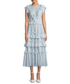 Rebecca Taylor Tiered Ruffle Fil Coupé Silk-Blend Dress