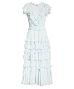 sachin and babi light blue dress Rebecca Taylor Chiffon Bow Tie Metallic Shimmer Pink Pleated Midi Dress 14 main image 1