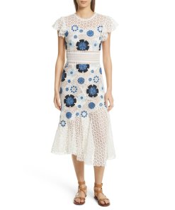 Sea Figgy Floral Crochet Asymmetric Dress