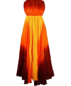 Alice + Olivia Uma Ombré Strapless Chevron-Pleated Dress