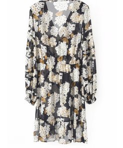 The Kooples Hydrangea Print V-Neck Mini Dress