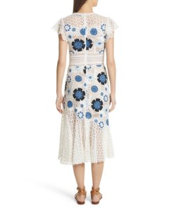 Sea Figgy Floral Crochet Asymmetric Dress