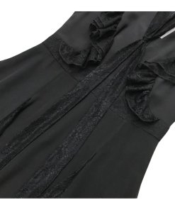 Alexis Joaquin Neck-Tie Ruffle Lace-Detail Mini Dress