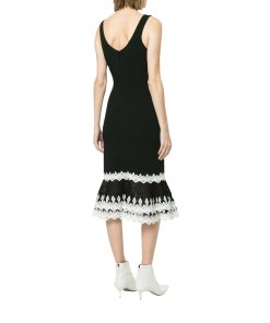 Jonathan Simkhai Contrast Lace Peplum Hem Sleeveless Dress