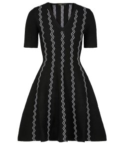 Maje Rigole Zig Zag Jacquard Knit Dress