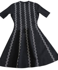 Maje Rigole Zig Zag Jacquard Knit Dress