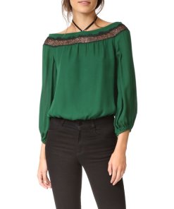 Alice + Olivia Esmeralda Off-the-Shoulder Neck-Tie Top