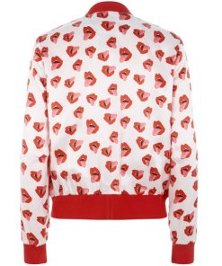 Alice + Olivia X Donald Robertson Lonnie Printed Silk Bomber Jacket