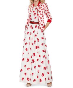 Alice + Olivia X Donald Robertson Lonnie Printed Silk Bomber Jacket