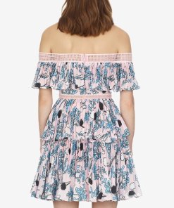 self portrait off shoulder floral dress Self-Portrait Yellow Floral Pleated Tiered Off The Shoulder Maxi Dress The Closet New York